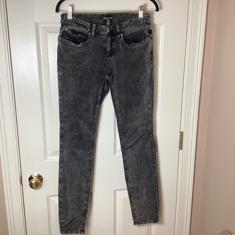 Eileen Fisher Grayish Black Acid Wash Velvet Skinny Jeans - Size 4